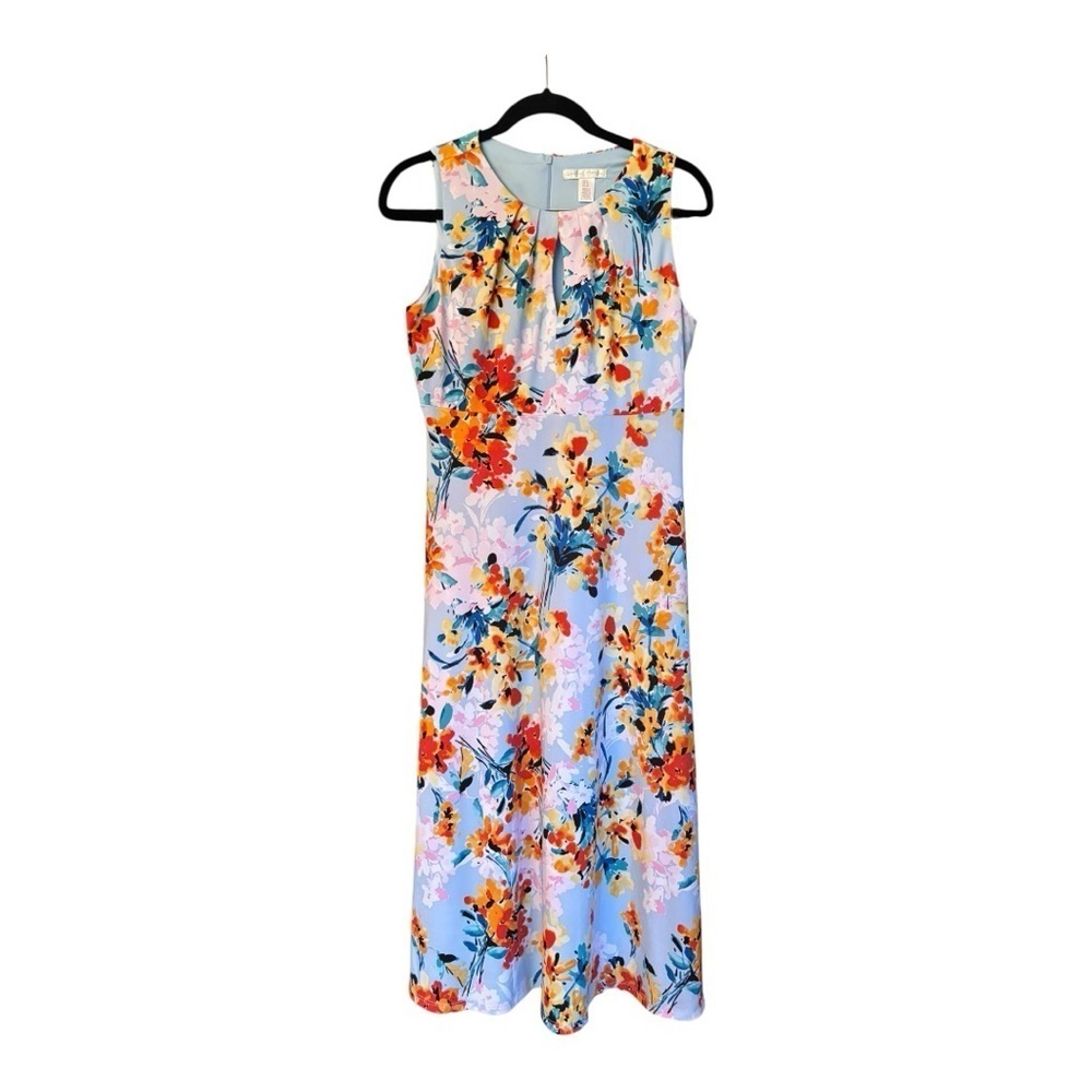 London Times Blue Floral Dress Size 6